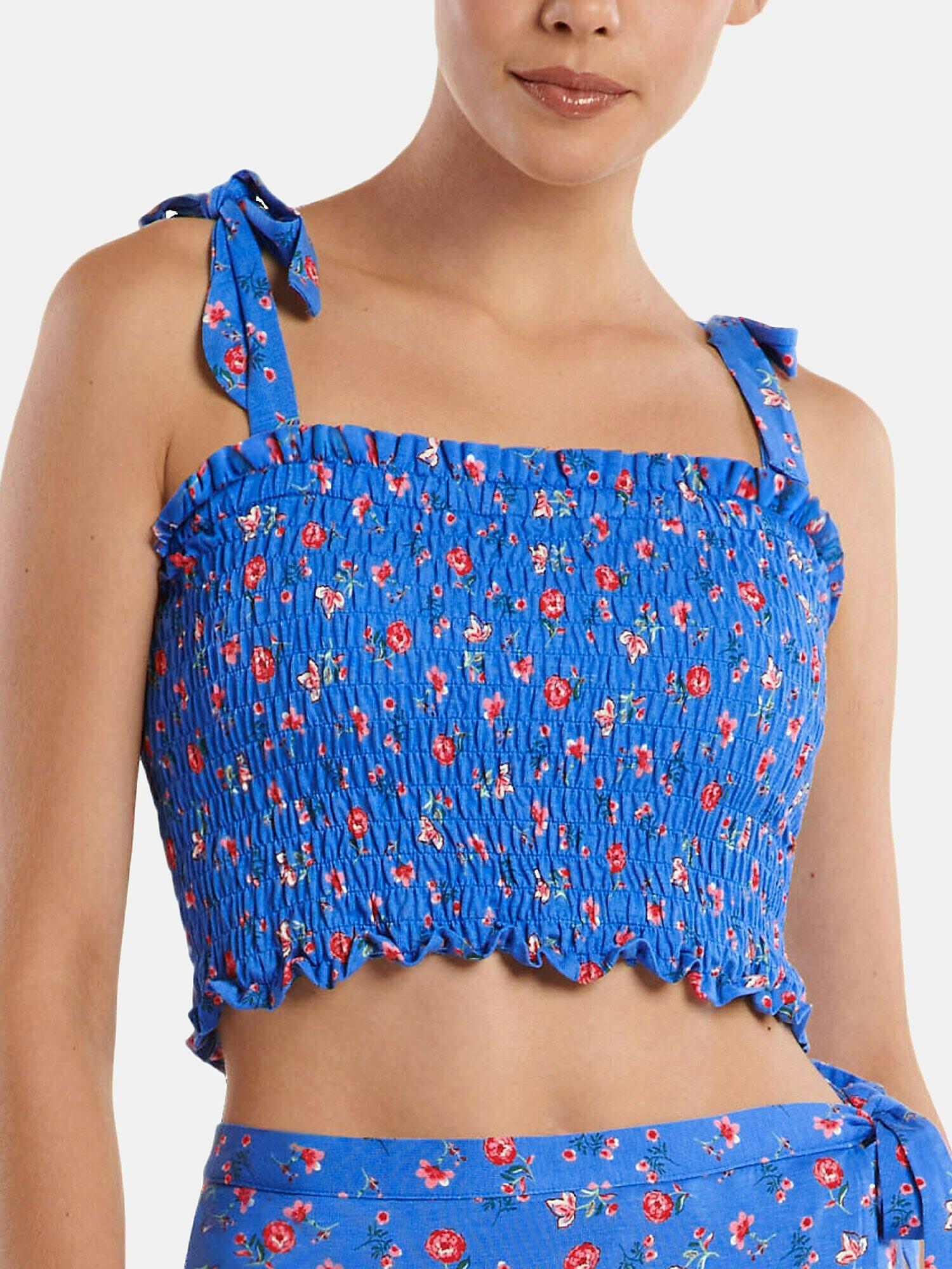 Image of Kurzes Gesmoktes Top Java Unisex Blau S