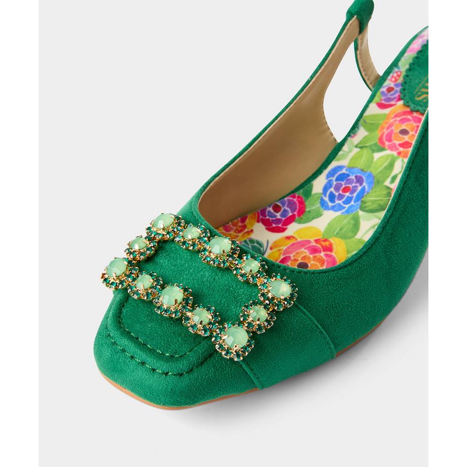 Joe Browns Slingback Schuhe Eckige Kappe mit Schmuckbrosche  