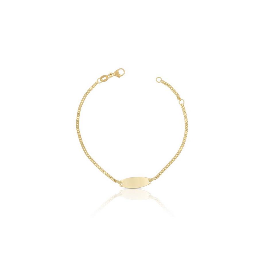 MUAU Schmuck  Bébé Bracelet Panzer Gelbgold 375, 16cm Gravurplatte 1.9cm 
