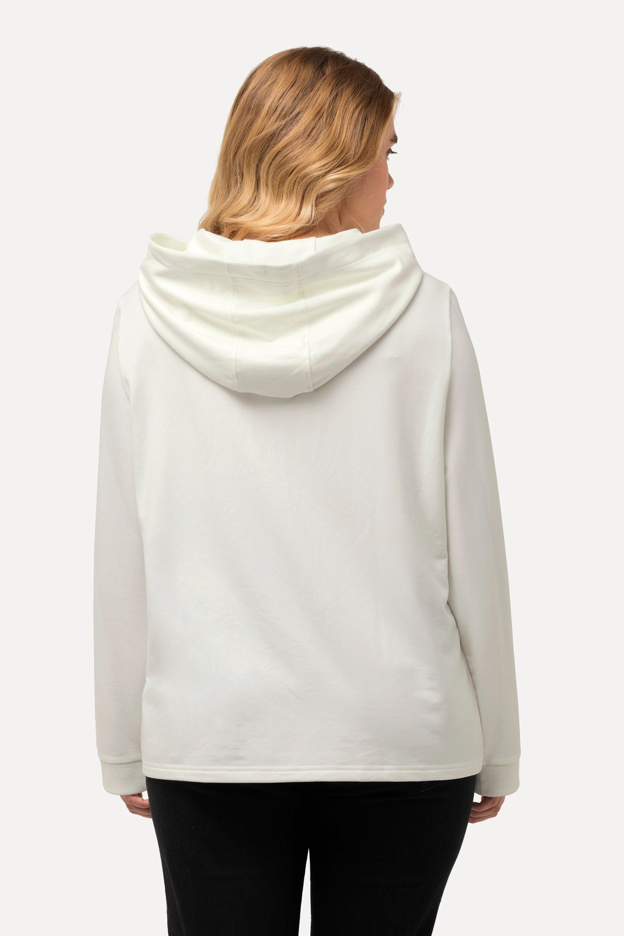 Ulla Popken  Sweat-shirt à capuche et manches longues. Imprimé noms de villes. 