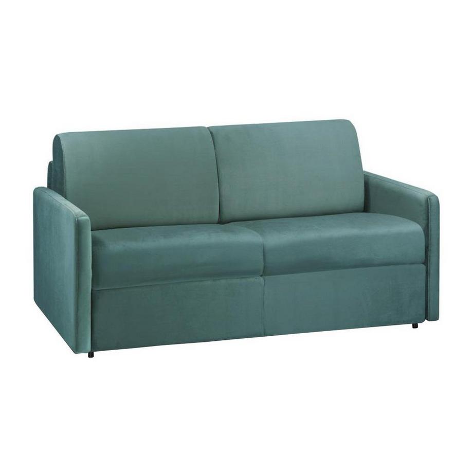 Schlafsofa 2Sitzer Samt CALIFE Minzgrün Liegefläche Matratzen
