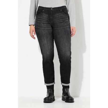 Ulla Popken  Jean Boyfriend jambe large, 5 poches, coutures fantaisie 