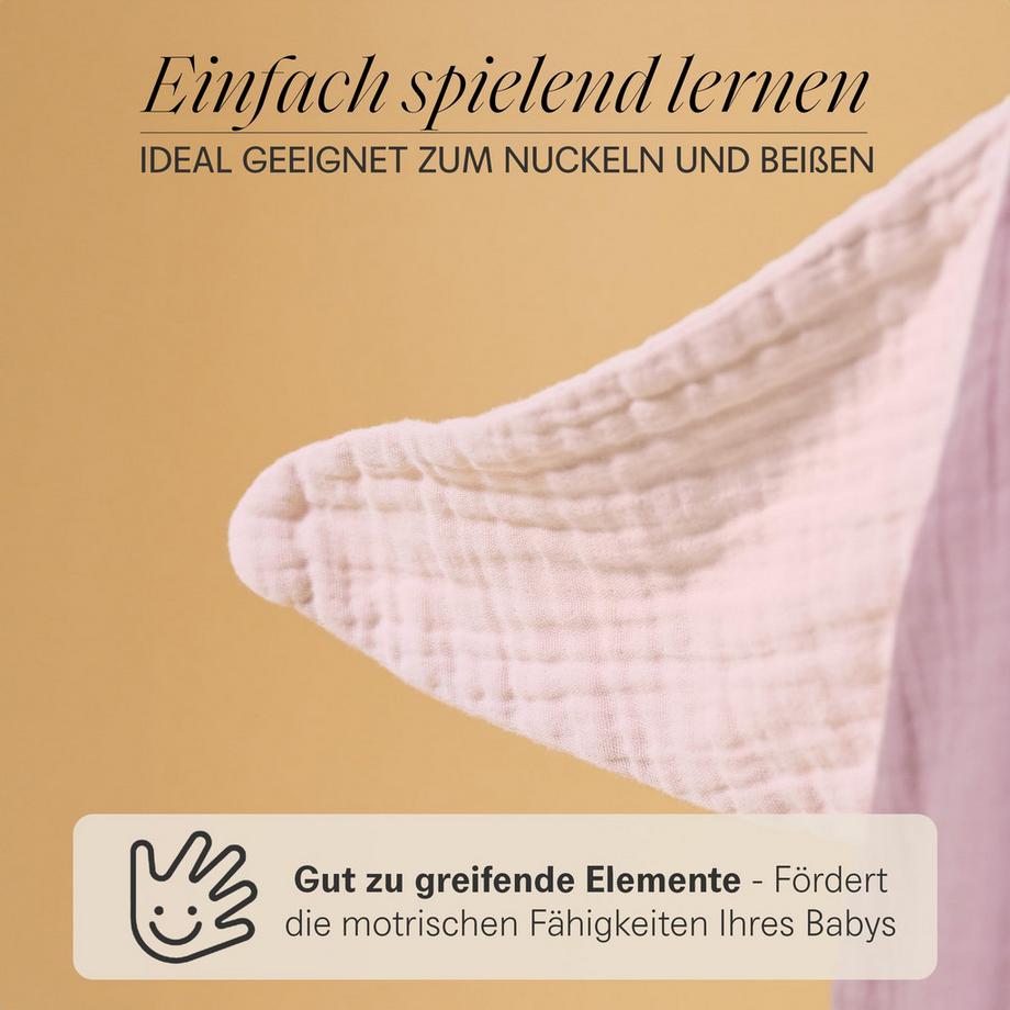 Activity-board  Schmusetuch Ente - Geburt Geschenke 100% Musselin Bio-Baumwolle 