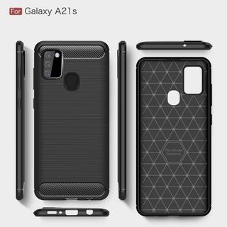 Cover-Discount  Galaxy A21s - Metall Carbon Look Gummi Hülle 