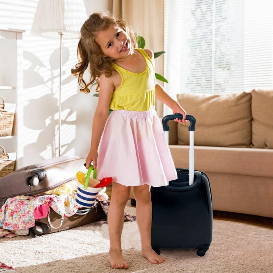 Northix  2 tlg Kindergepäck Monstersbild Reisekoffer Kinderkoffer + Rucksack Schwarz 