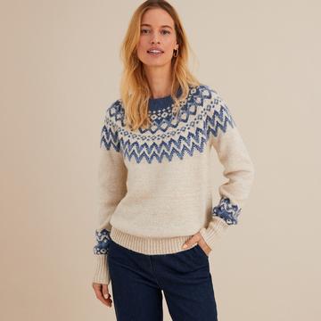 Jacquard-Pullover mit rundem Ausschnitt