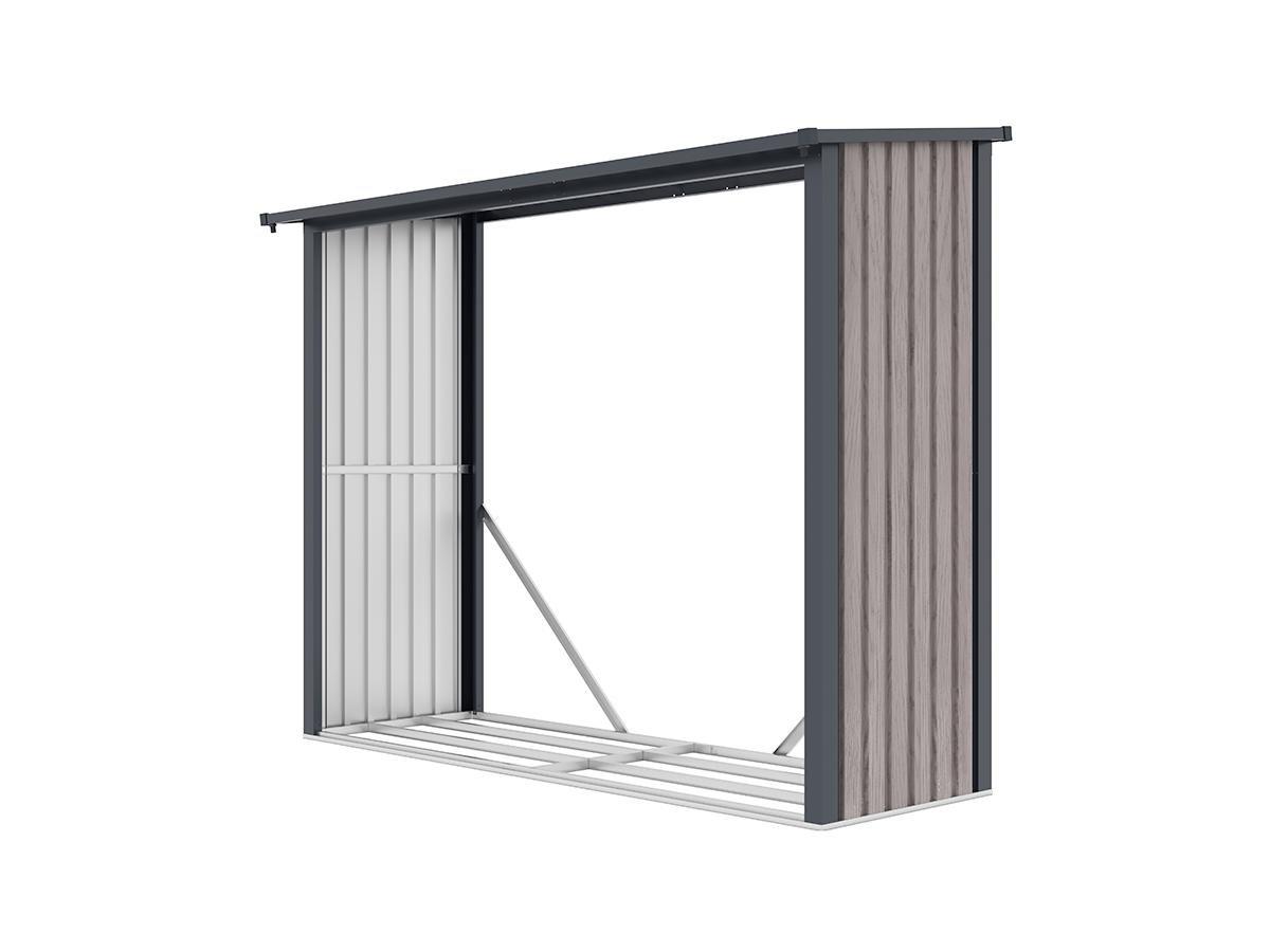 Vente-unique Casetta per legna 4,1 m3 L.242 x P.89 x H.190 cm in Acciaio galvanizzato effetto legno 4,9 stere - WINWOOD  