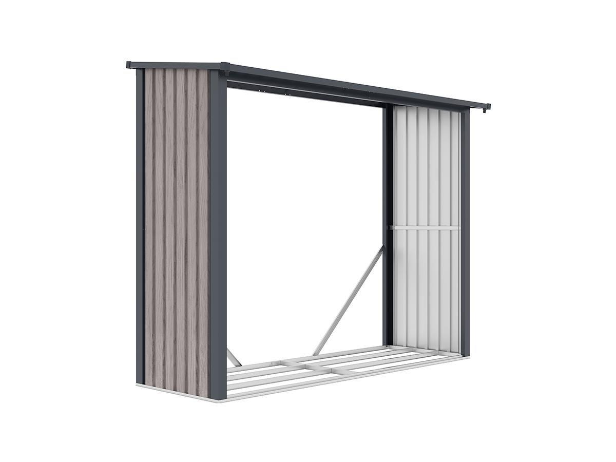 Vente-unique Casetta per legna 4,1 m3 L.242 x P.89 x H.190 cm in Acciaio galvanizzato effetto legno 4,9 stere - WINWOOD  