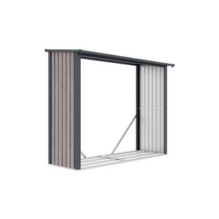 Vente-unique Casetta per legna 4,1 m3 L.242 x P.89 x H.190 cm in Acciaio galvanizzato effetto legno 4,9 stere - WINWOOD  