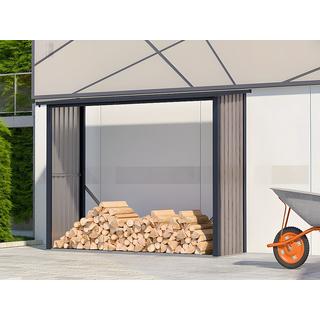 Vente-unique Casetta per legna 4,1 m3 L.242 x P.89 x H.190 cm in Acciaio galvanizzato effetto legno 4,9 stere - WINWOOD  