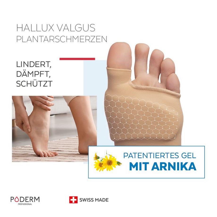 PODERM  Hallux valgus & Plantarschmerzen Doppelter Schutz - Größe S - Von Podologen empfohlen - 100 % natürlich und vegan - Swiss Made 