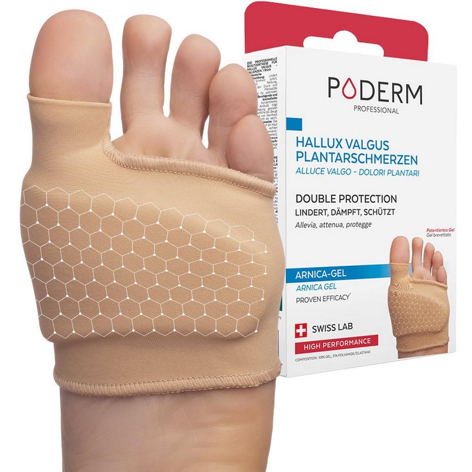 PODERM  Hallux valgus & Plantarschmerzen Doppelter Schutz - Größe S - Von Podologen empfohlen - 100 % natürlich und vegan - Swiss Made 