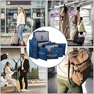 Only-bags.store  Lot de 8 cubes de rangement, cubes d'organisation pour valise, avec sac à chaussures, sac à linge, organisateur de voyage, sacs à vêtements, pour sac à dos, bleu foncé 