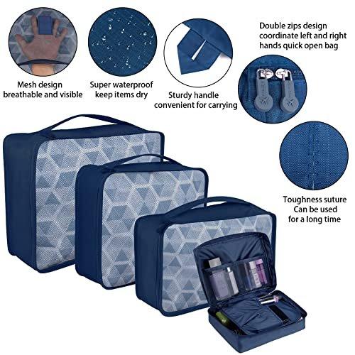 Only-bags.store  Lot de 8 cubes de rangement, cubes d'organisation pour valise, avec sac à chaussures, sac à linge, organisateur de voyage, sacs à vêtements, pour sac à dos, bleu foncé 