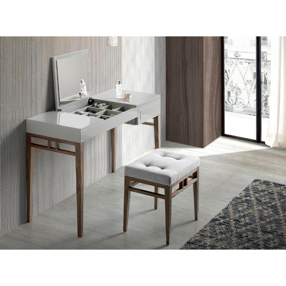 ANGEL CERDA  Comodino in legno grigio e noce con specchio 