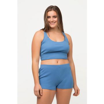 Brassière en coton bio. Jersey bord-côte. Décolleté carré.