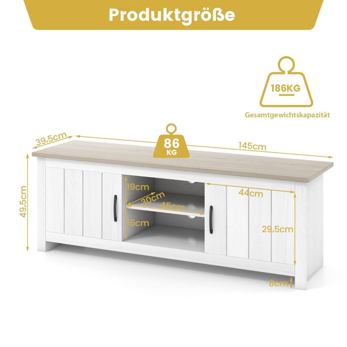 Northio TV-Ständer mit 2 Türen & 2 Schränken & Offenen Regalen Fernsehtisch für Fernseher bis 65" Hellgrau  