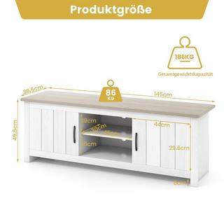 Northio TV-Ständer mit 2 Türen & 2 Schränken & Offenen Regalen Fernsehtisch für Fernseher bis 65" Hellgrau  