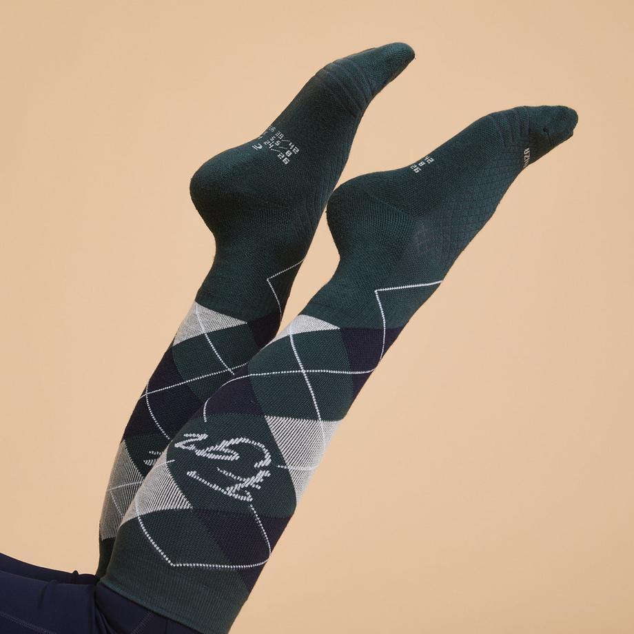 FOUGANZA Chaussettes en coton à carreaux lot de 2  