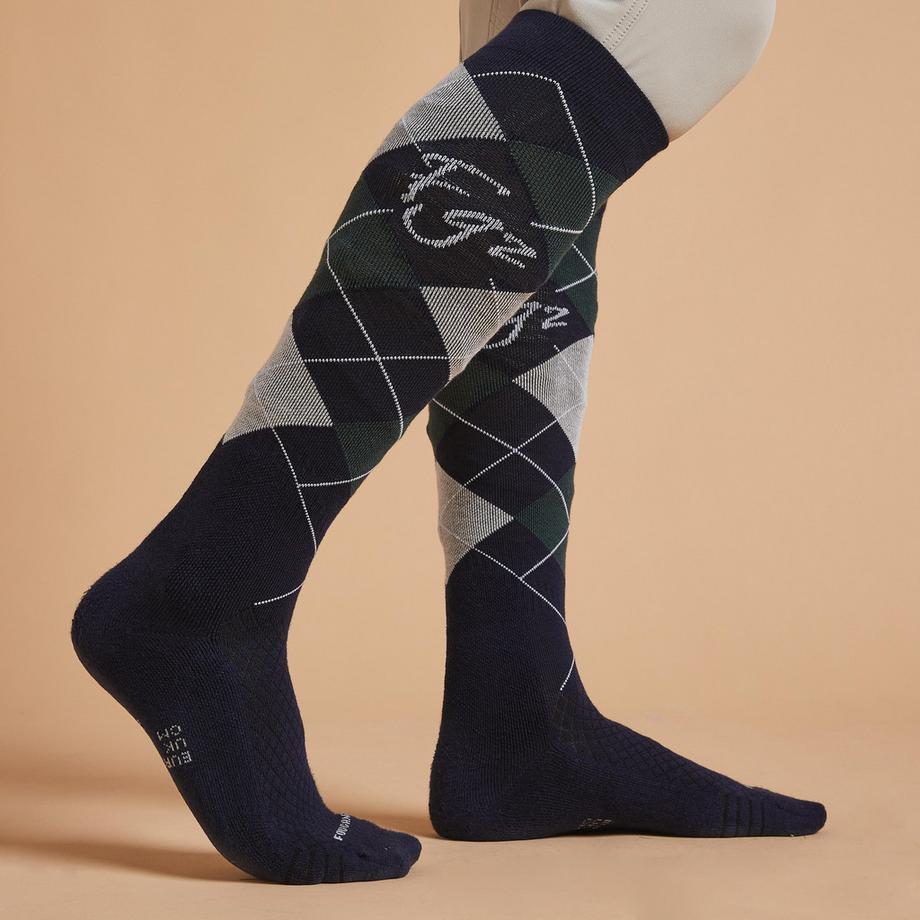 FOUGANZA Chaussettes en coton à carreaux lot de 2  