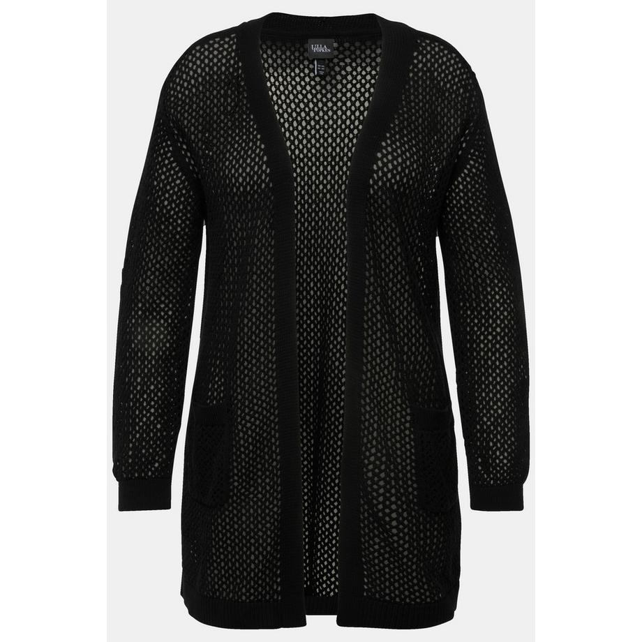 Ulla Popken Long Strickjacke Netz Optik offene Form  