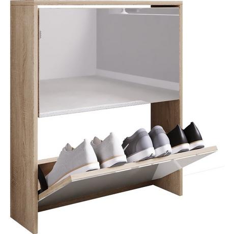 VCM Armoire à chaussures en bois Commode à chaussures Étagère à chaussures Miroir Stido L  