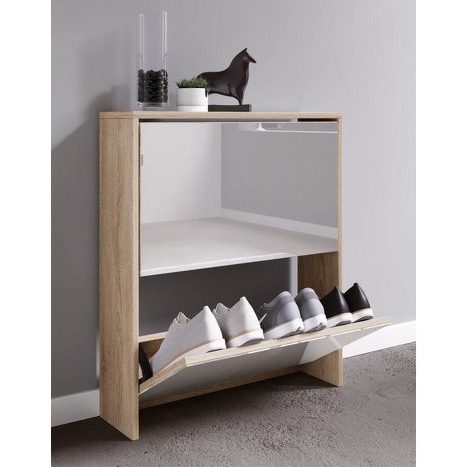 VCM Holz Schuhschrank Schuhkommode Schuhregal Schuhständer Spiegel Stido L  