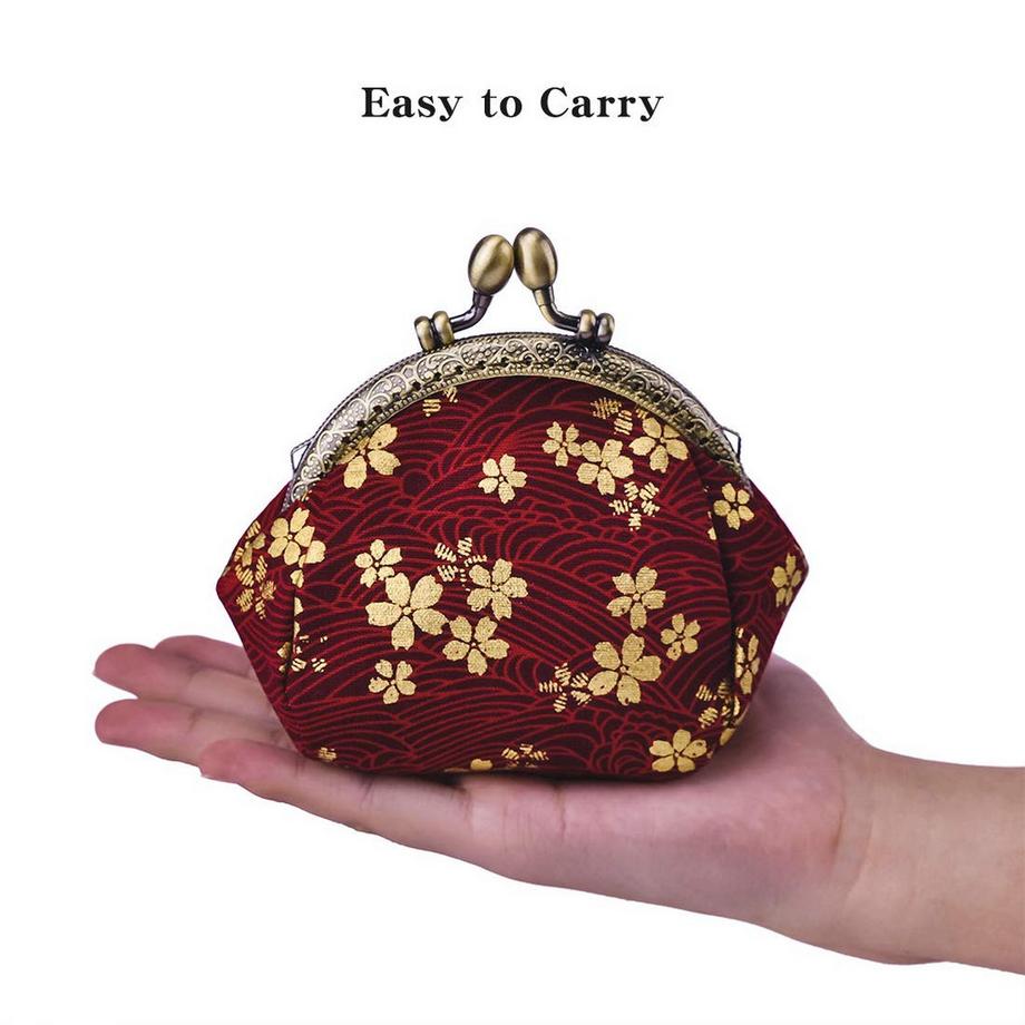 Only-bags.store Porte-monnaie floral avec fermeture à clip  