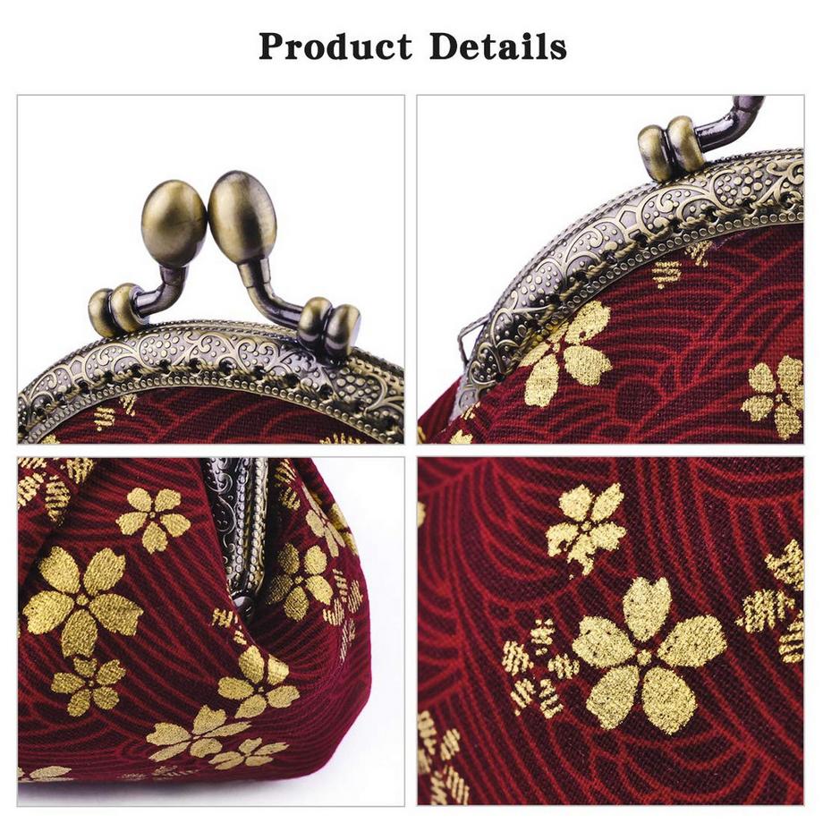 Only-bags.store Porte-monnaie floral avec fermeture à clip  