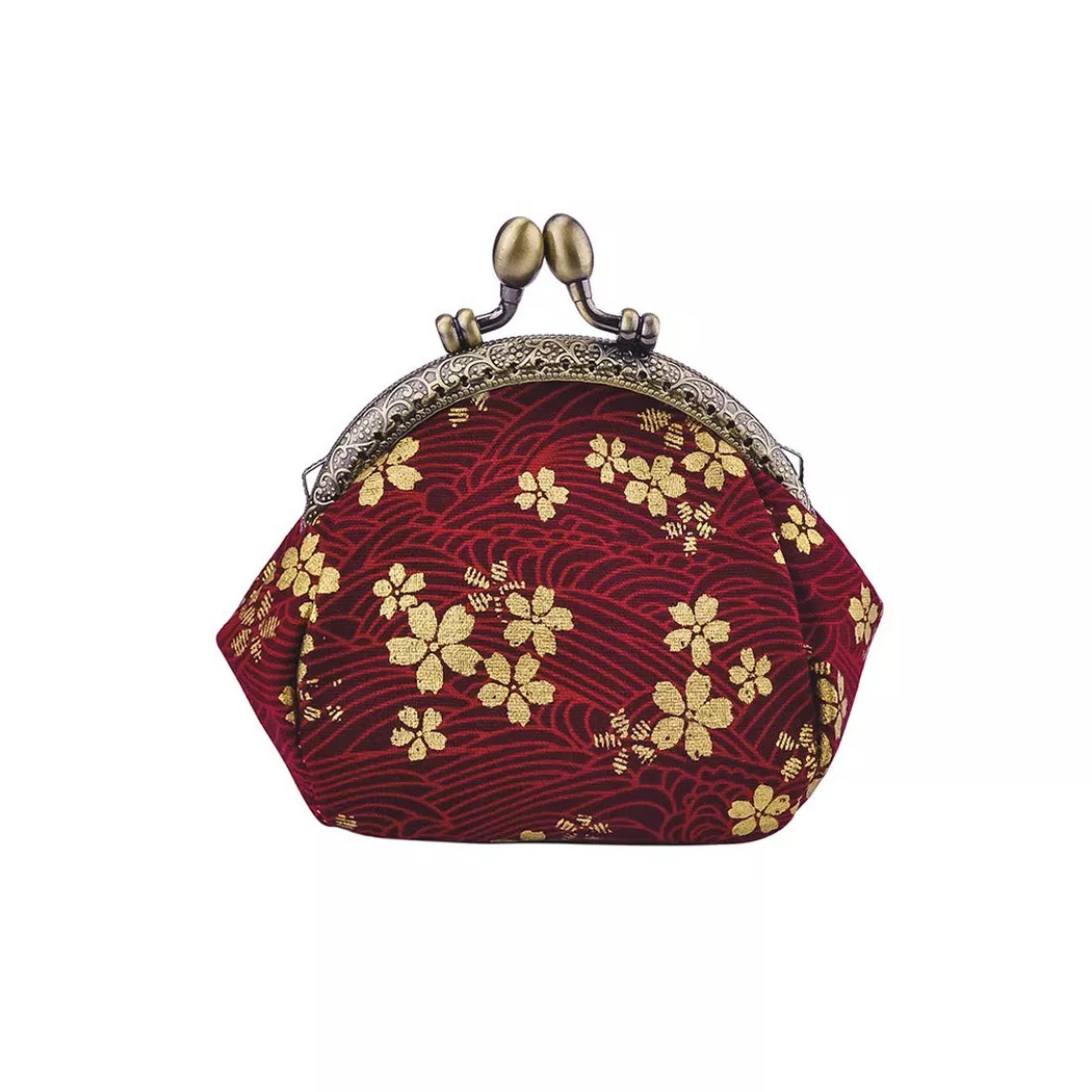 Only-bags.store - Floral Coin Purse Wallet mit Clipverschluss Klickverschluss, für Damen, Rot, Größe Onesize