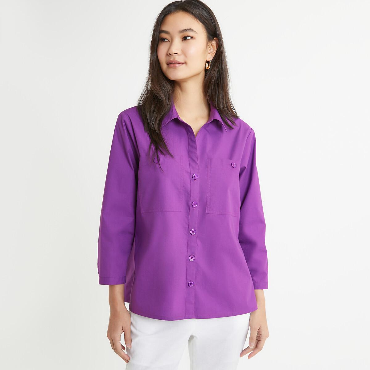 Image of Bluse Aus Reiner Baumwolle Damen Violett 42