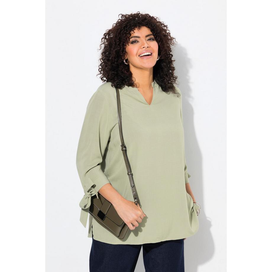 Ulla Popken Blusa Taglio Svasato Maniche 3/4 con Fiocco  