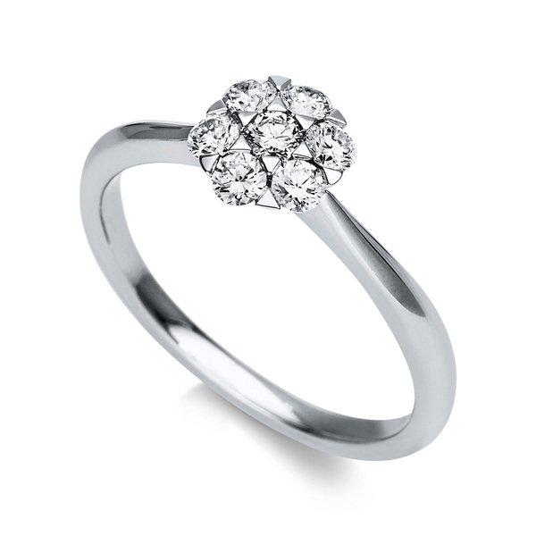 Image of Verlobungsring 750/18k Weissgold Diamant 0.39ct. Damen Silber 54