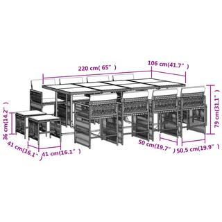 VidaXL Ensemble de salle à manger de jardin rotin synthétique  