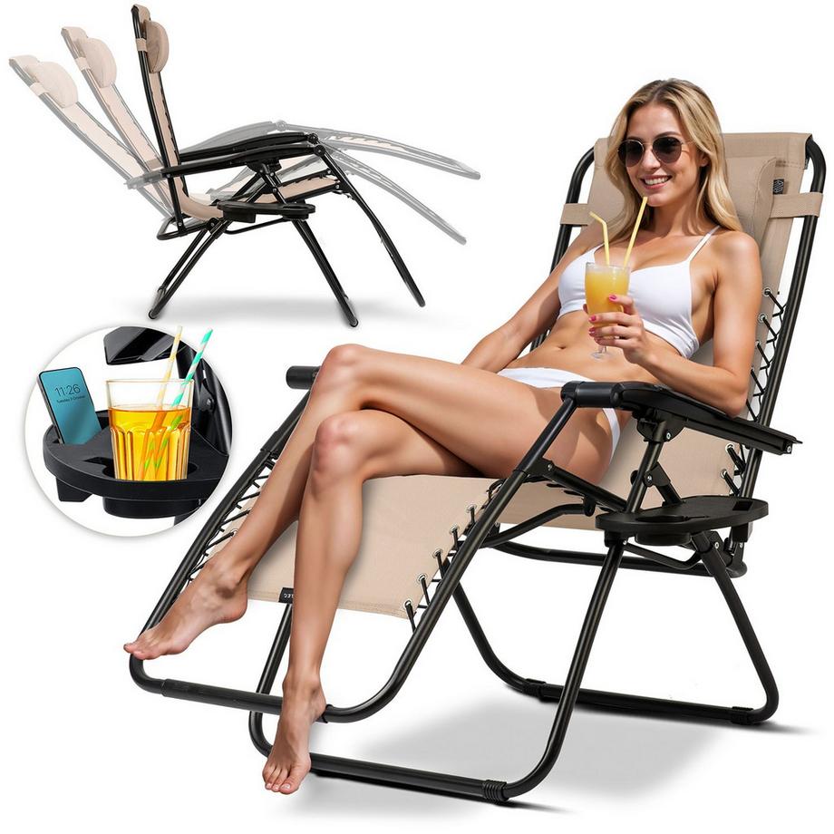 Klappbare Gartenliege mit Kissen