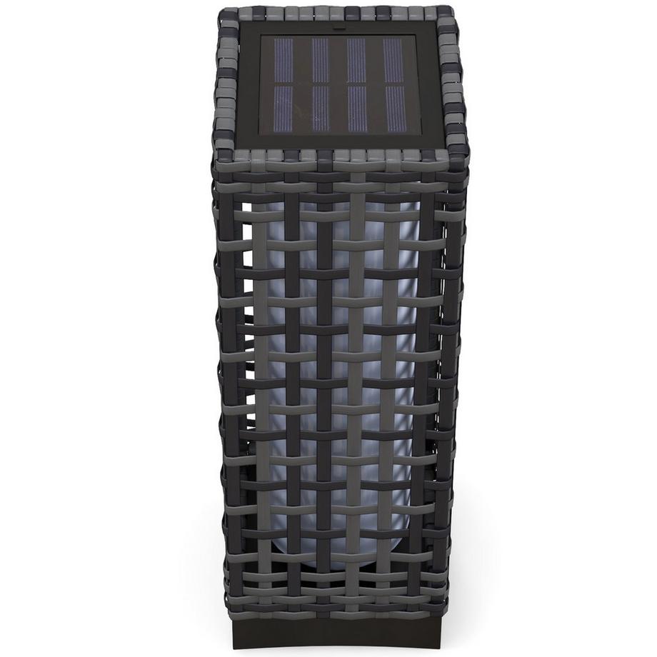 Lampada Solare, Lampada Solare In Rattan, Lampada Da Sentiero Impermeabile Con Sensore Di Luce, Lampada Da Giardino A Led Automatica, Lampada Da Esterno Per Balcone, Acciaio, Grigio