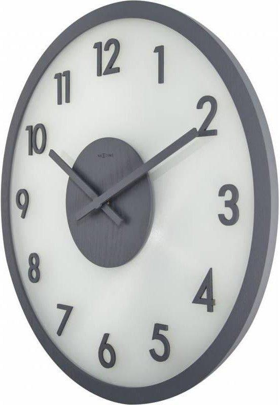 NeXtime Wanduhr Frosted Wood Grau Durchmesser 50 cm  