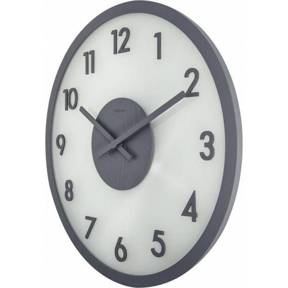 NeXtime Wanduhr Frosted Wood Grau Durchmesser 50 cm  