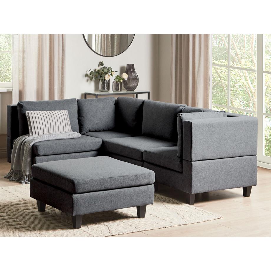 Beliani Ecksofa mit Ottomane aus Stoff Modern UNSTAD  