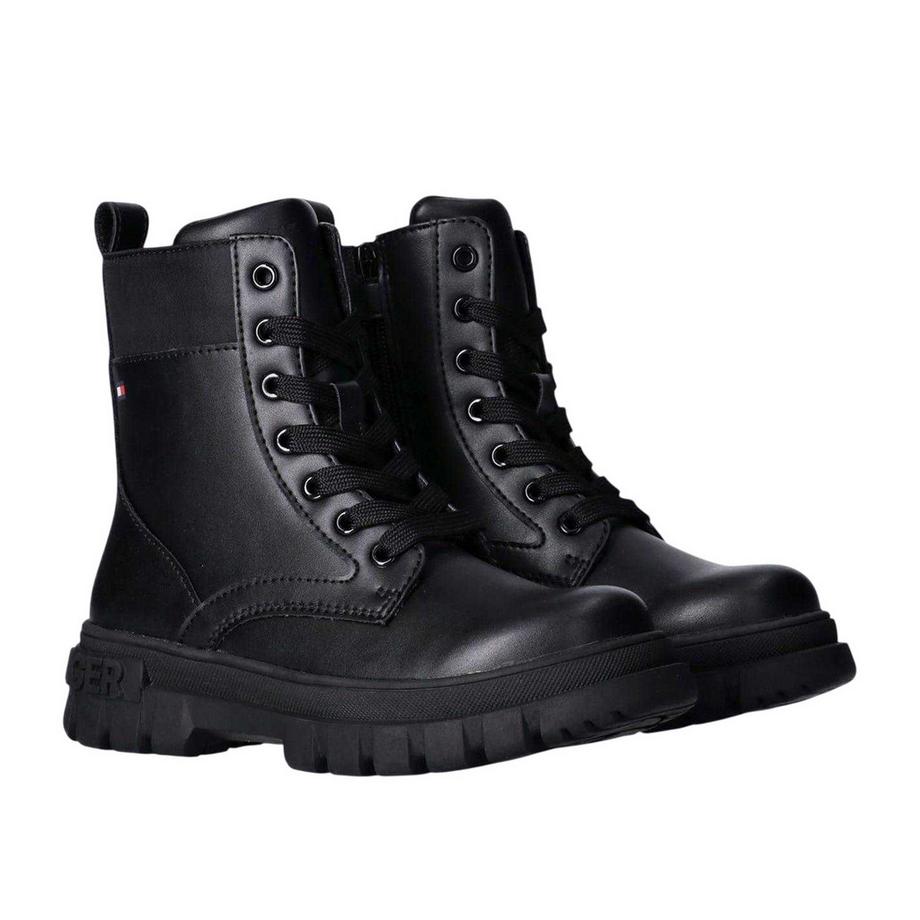 TOMMY HILFIGER Leder Biker Stiefel mit Schnürung  