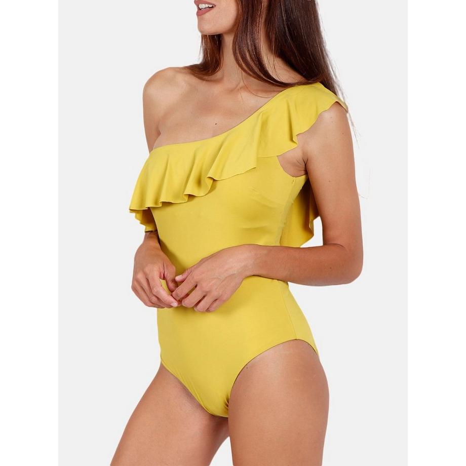Admas Maillot de bain 1 pièce à volants latéraux  