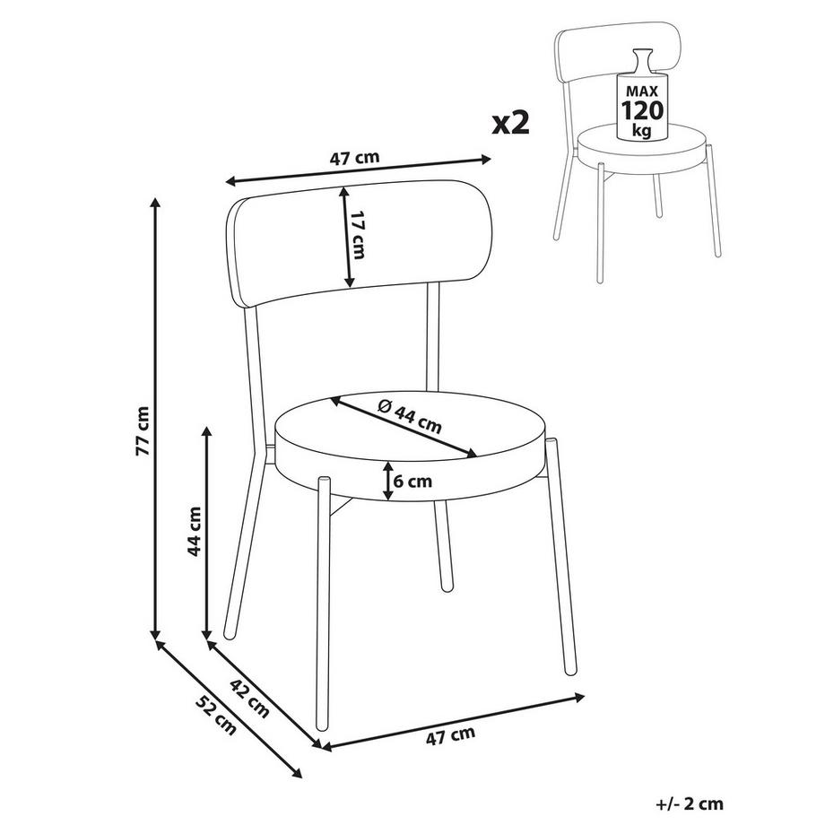 Beliani Set di 2 sedie da pranzo en Bouclé Retrò ALLISON  