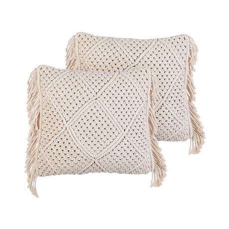 Beliani Lot de 2 coussins en Coton Boho BESHAM  