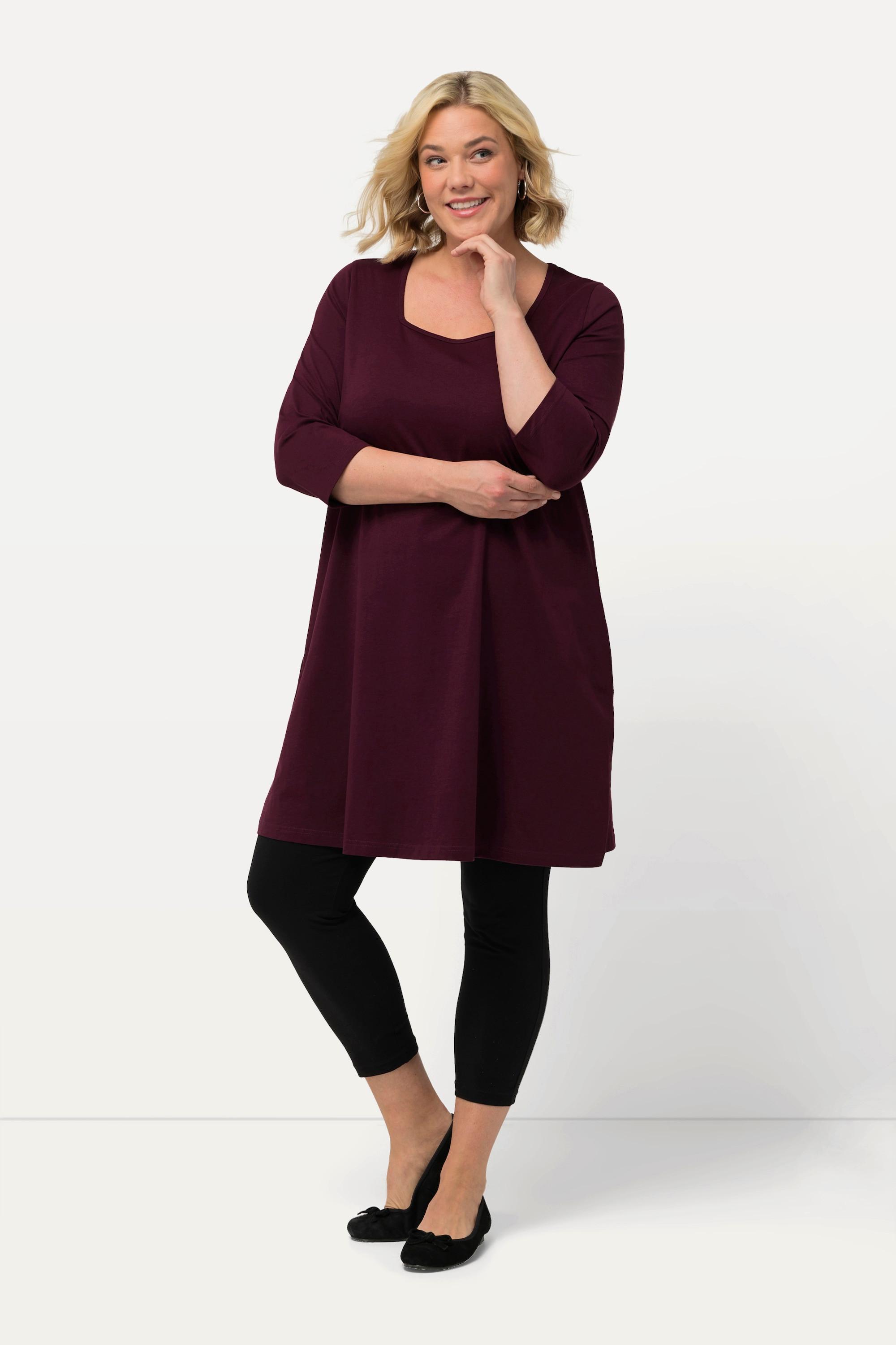 Ulla Popken  Longshirt, A-Linie, Carree-Ausschnitt, 3/4-Arm 