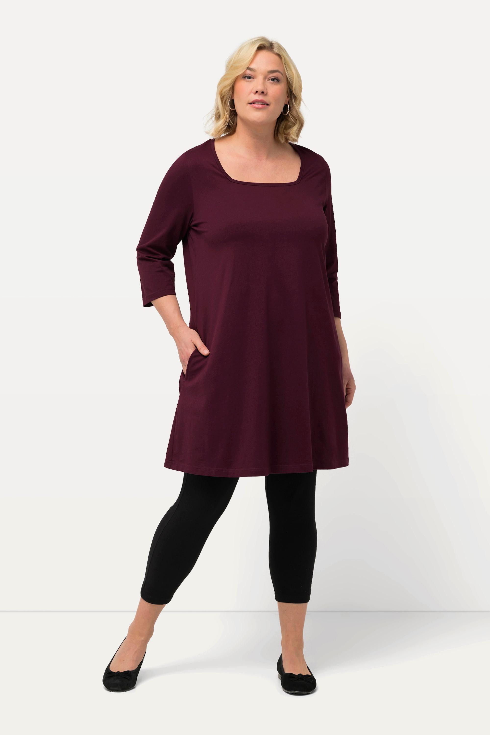 Ulla Popken  Longshirt, A-Linie, Carree-Ausschnitt, 3/4-Arm 