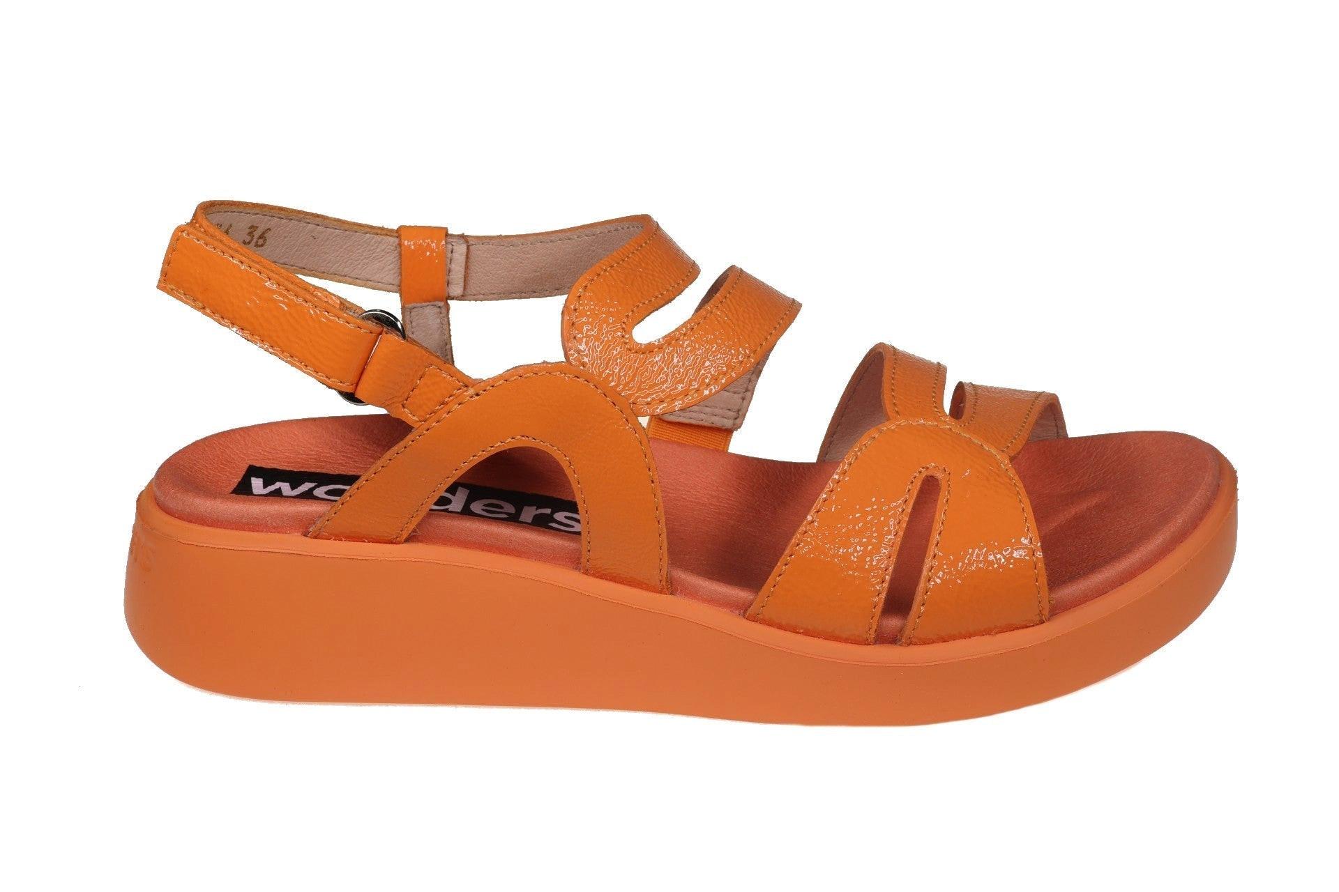 Image of Wave - Leder Sandale Damen Orange 41