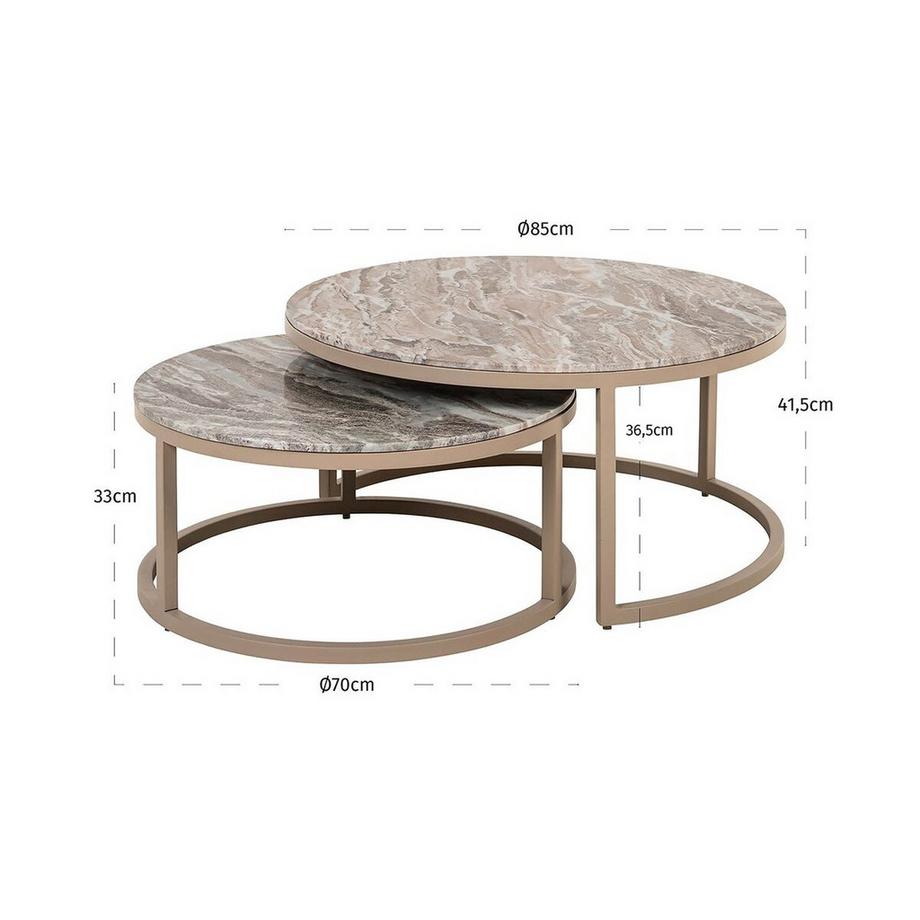 mutoni Table basse Fairfax (lot de 2)  