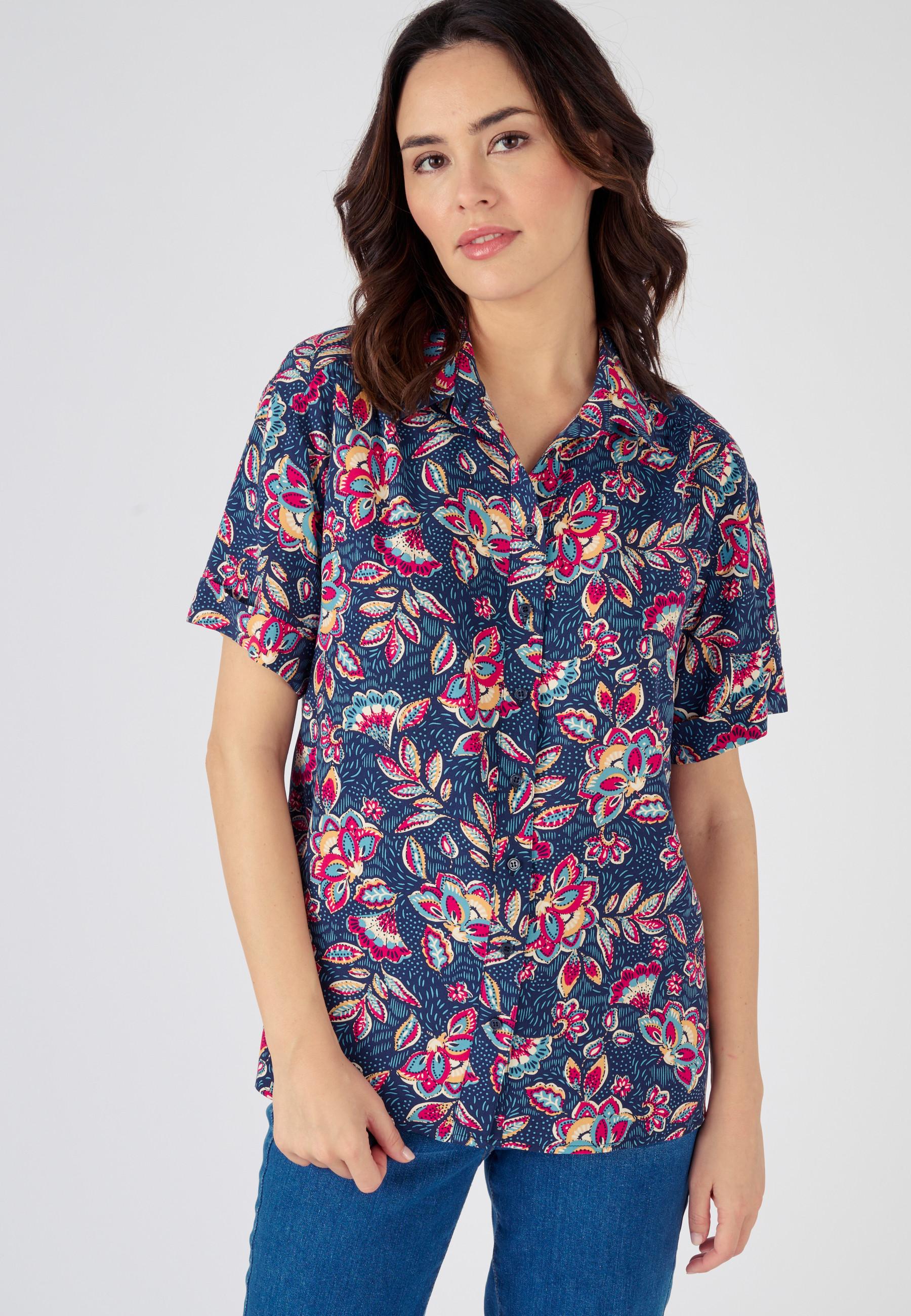 Image of Gemusterte Bluse Mit Ärmeln Mit Umschlag Climatyl Damen Blau 38