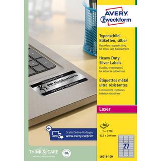 Avery-Zweckform Avery Zweckform Typenschild-Etiketten, 63.5 x 29.6 mm, 100 Bogen/2.70 Etiketten  