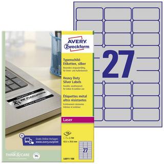 Avery-Zweckform Avery Zweckform Typenschild-Etiketten, 63.5 x 29.6 mm, 100 Bogen/2.70 Etiketten  